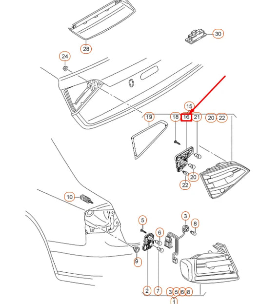 NEW AUDI A4 B8 REAR RIGHT INNER TAIL LIGHT BULB CARRIER 8K5945258J ORIGINAL