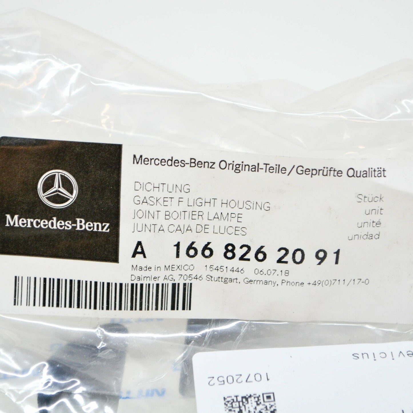 NEW MERCEDES-BENZ GLS X166 REAR LEFT TAILLIGHT GASKET SEAL A1668262091 ORIGINAL