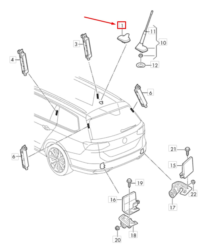 NEW VOLKSWAGEN GOLF ESTATE MK8 ROOF AERIAL DUMMY 5WA035507041
