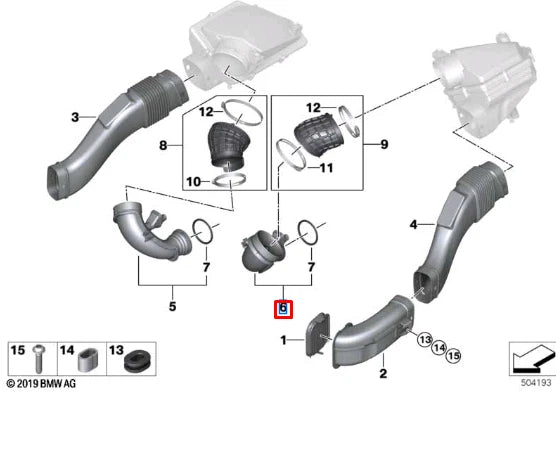 NEW BMW X5 M F95 FILTERED AIR DUCT CYL 5-8 13718091476 ORIGINAL