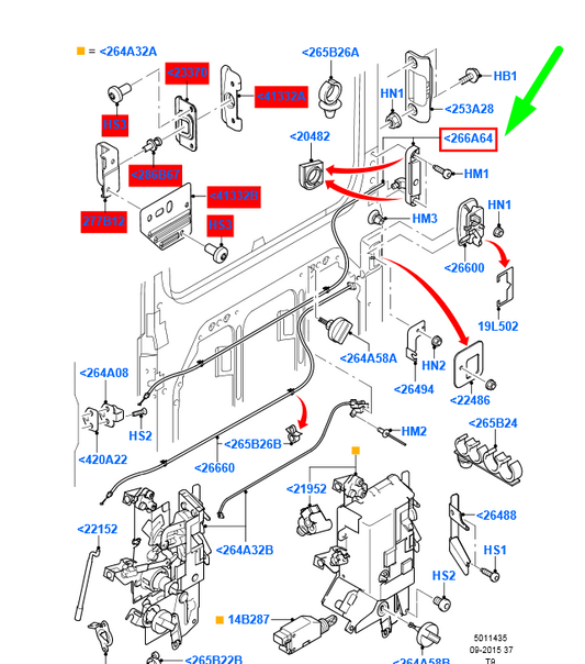 new ford transit mk3 sliding door right handle 2180807 yc15-v266a62-ag original
