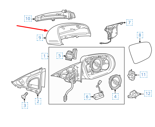 NEW MERCEDES-BENZ E-CLASS W213 LEFT WING MIRROR COVER A09981101009149 ORIGINAL