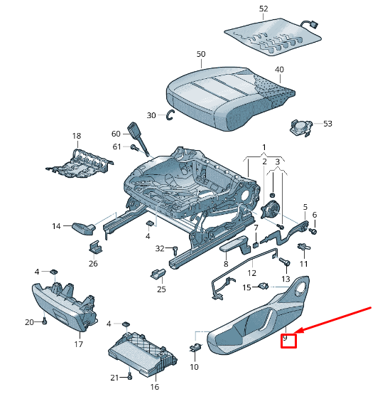 new skoda kamiq front right outer seat frame trim 654881318a9b9 original