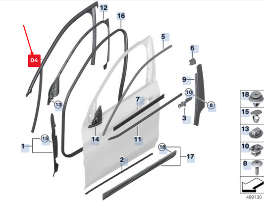 new bmw x2 f39 front right door window guide 51337420806 7420806 original