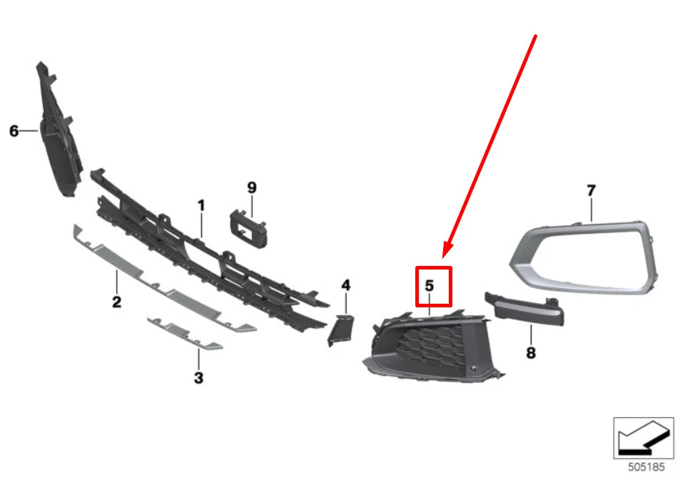 NEW BMW X6G06 FRONT LEFT BUMPER GRILLE 51117449707 7449707 ORIGINAL