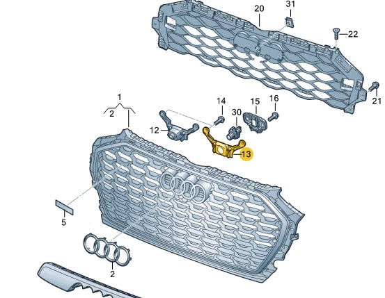 NEW AUDI Q5 FY FRONT RADIATOR GRILLE CENTER BRACKET 80F853231