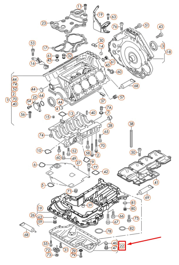 NEW AUDI R8 42 ENGINE LOWER PART OIL PAN 079103601F ORIGINAL