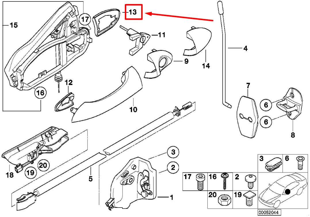 NEW BMW X5 E53 RIGHT OUTER DOOR HANDLE BASE PAD SEAL 51218243632 8243632