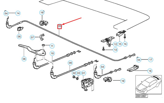 NEW BMW 3 CONVERTIBLE E36 FOLDING TOP RIGHT BOWDEN CABLE 51258164856 ORIGINAL