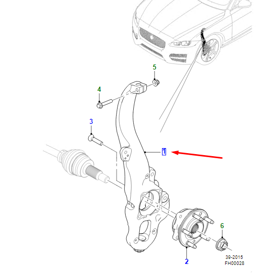 new jaguar xe x760 front right steering knuckle t2h60655 original