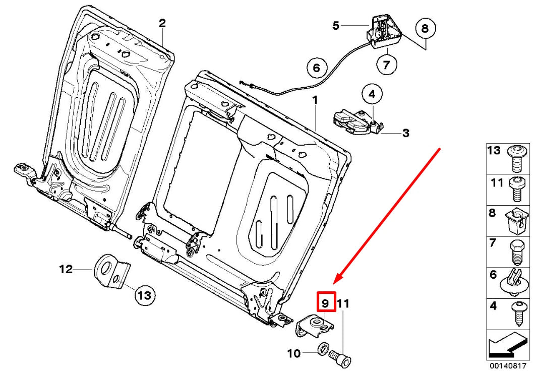 NEW BMW 3 E90 REAR OUTER SEAT HINGE BRACKET 52207118701 7118701 ORIGINAL