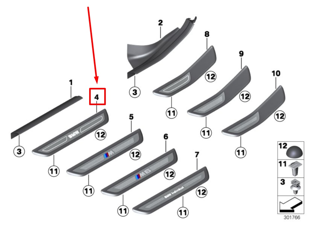 new bmw 6 gran coupe f06 front door sill trim 7277245 51477277245 original