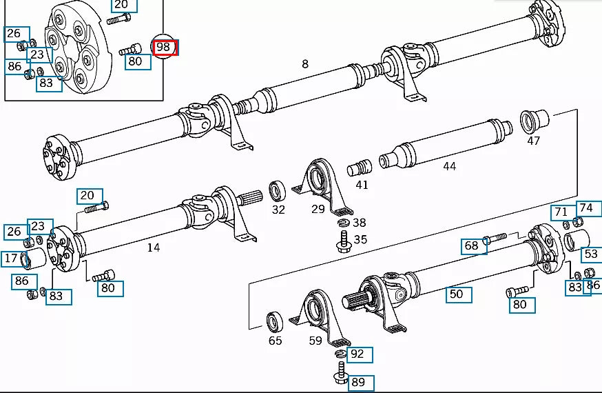 NEW MERCEDES BENZ SL R129 DRIVE SHAFT FLEX JOINT KIT A1704100015 ORIGINAL