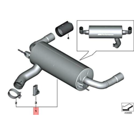 new bmw 3 f30 exhaust silencer muffler m performance 18302406953 original