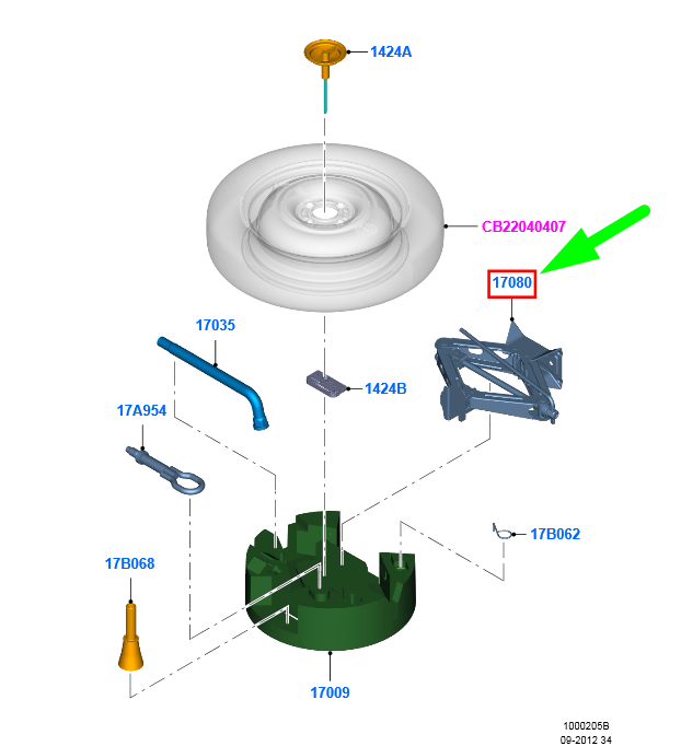 new ford b-max b232 lifting jack 1846276 ay11-17080-ab original