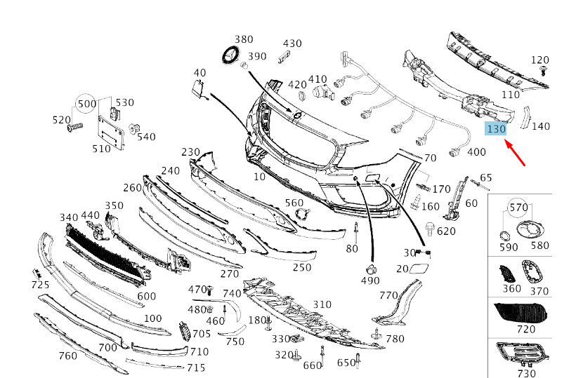 new mb gla x156 front bumper center impact absorber a1568857100 original