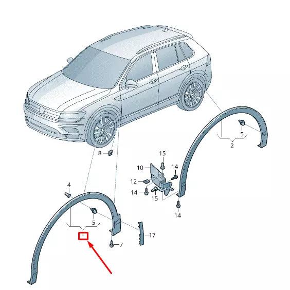 NEW VW TIGUAN AD FRONT LEFT WHEEL ARCH MOLDING TRIM 5NA854731F9B9