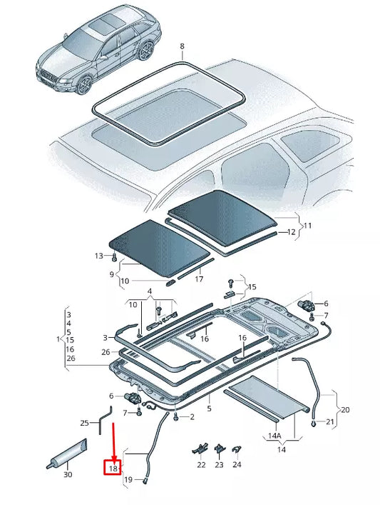 NEW AUDI A4 AVANT B8 FRONT SUNROOF DRAIN HOSE 8K9877201 ORIGINAL