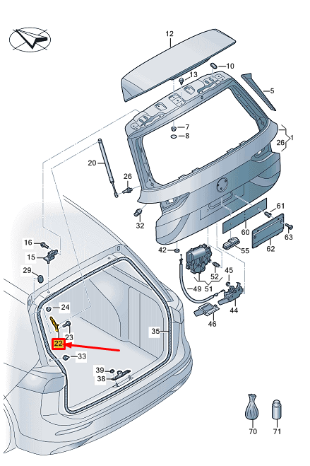 NEW VW GOLF CD MK8 REAR RIGHT GAS FILLED STRUT 5H9827428 ORIGINAL