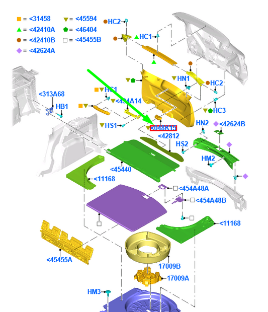new ford kuga mk2 c520 load compartment right outboard clip 1865111 original