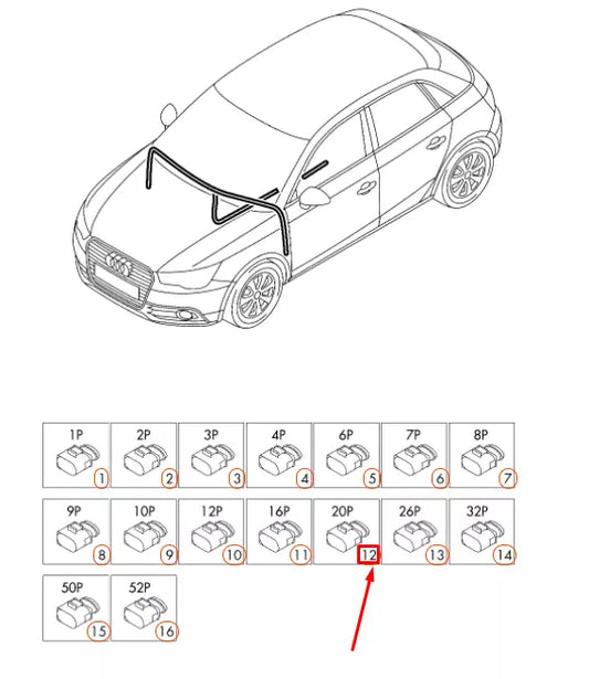 NEW AUDI A1 MK1 STEERING COLUMN SWITCH 20 PIN CONTACT HOUSING 1K0971975 ORIGINAL
