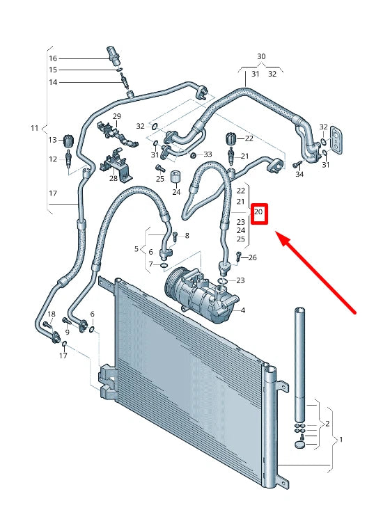 NEW VW GOLF VII VARIANT BA5, BV5 A/C HOSE 5Q0816743D ORIGINAL