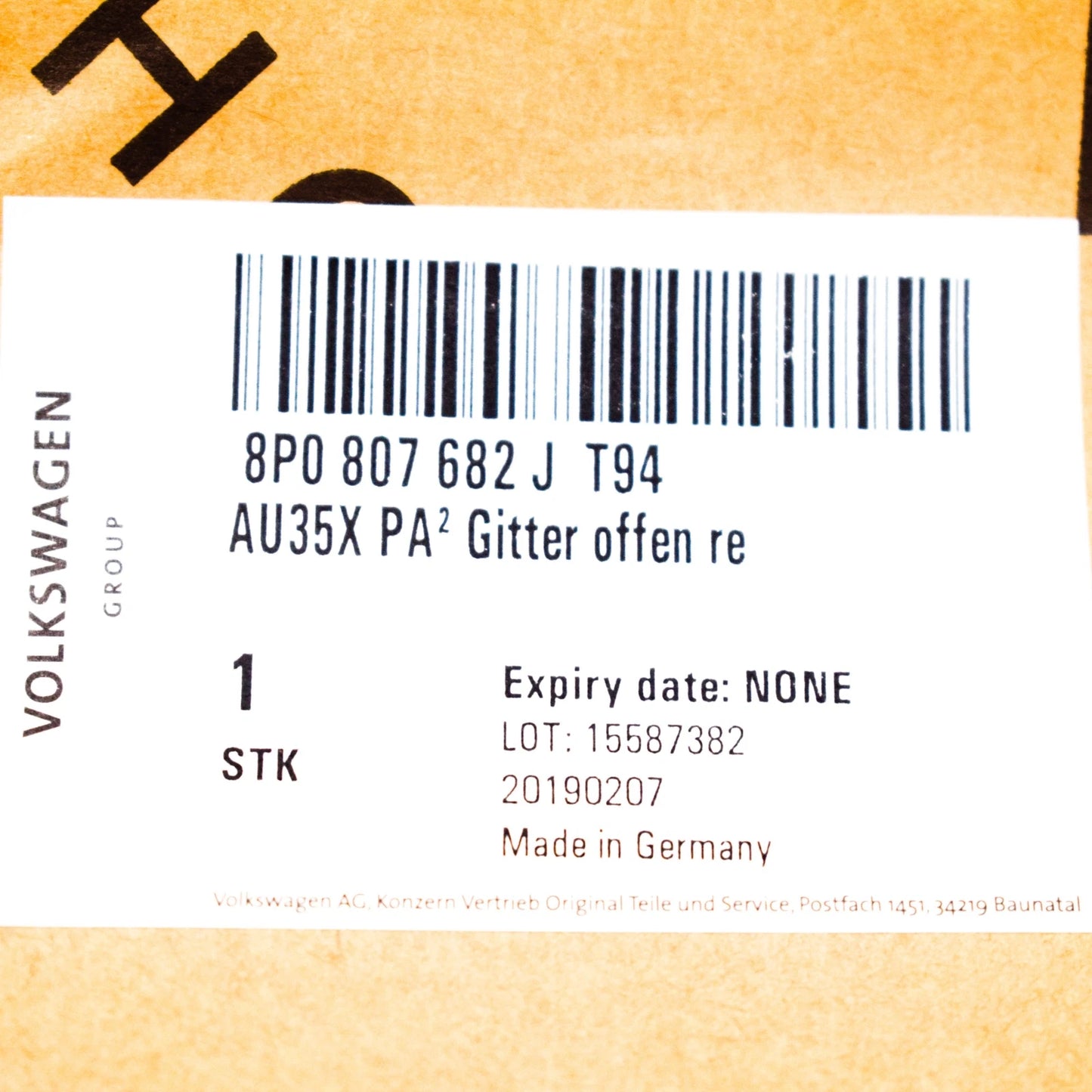 NEW AUDI A3 8P RIGHT FOG LIGHT GRILLE CHROME 8P0807682JT94 2011 ORIGINAL