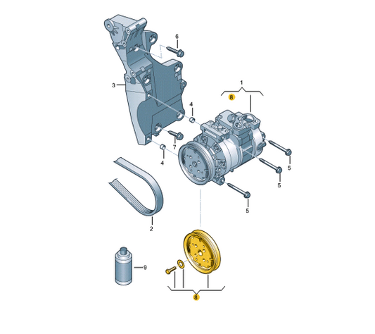 new audi tts 8j ac compressor pulley 1k0820812b original
