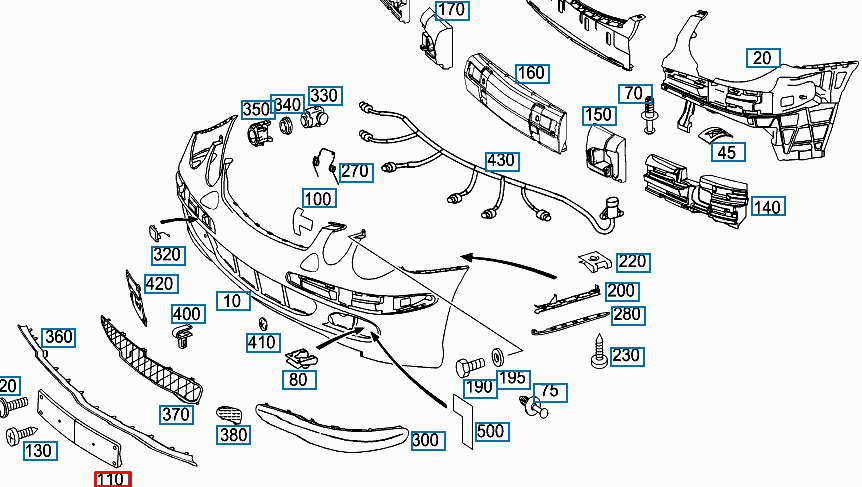 NEW MB E W211 FRONT BUMPER LICENSE PLATE FILLER A2118850181 ORIGINAL