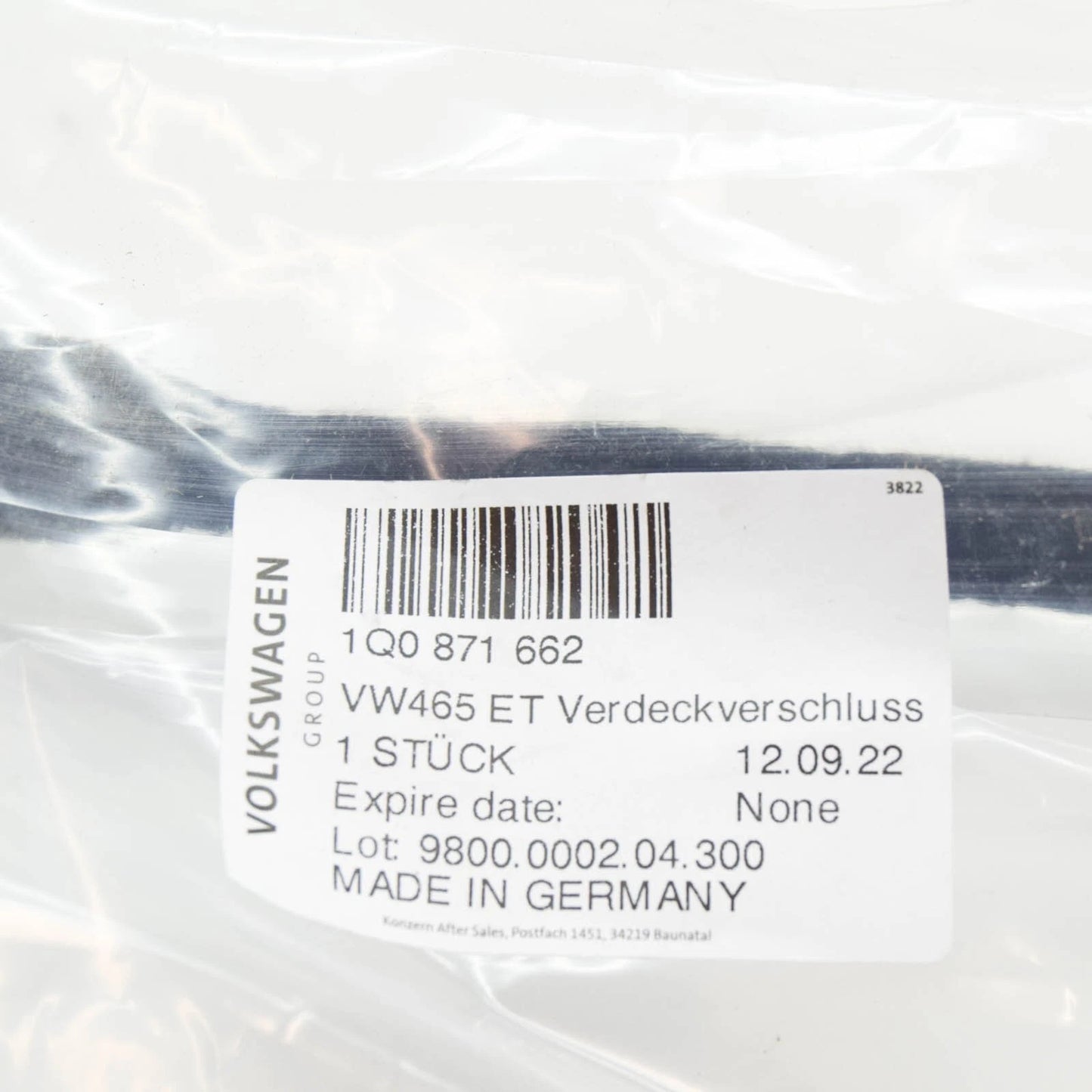 NEW VW EOS 1F RIGHT OUTER ROOF BRACE LOCKING MECHANISM 1Q0871662 ORIGINAL