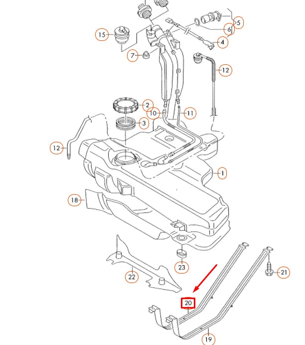 NEW AUDI A3 8L RIGHT FUEL TANK TENSIONING STRAP 1J0201656E ORIGINAL