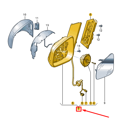 new vw caddy sb mk4 front right side wing mirror 2k7857408j9b9 original