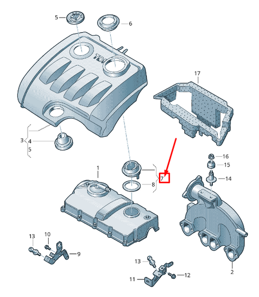 new skoda superb mk2 3t engine oil filler support 038115301e original