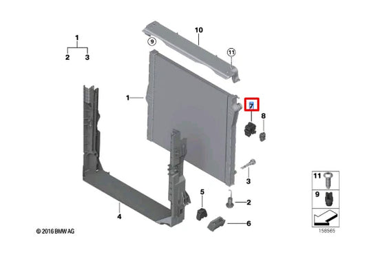 NEW BMW X5 E70 RADIATOR RUBBER MOUNTING 17117553480 ORIGINAL
