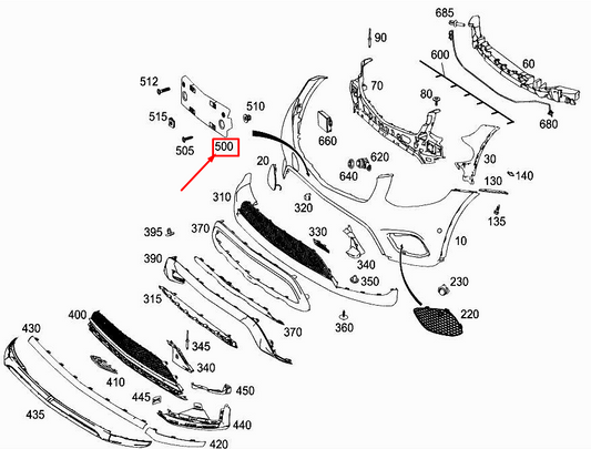 new mercedes-benz glc x253 front bumper license plate holder a2538805502