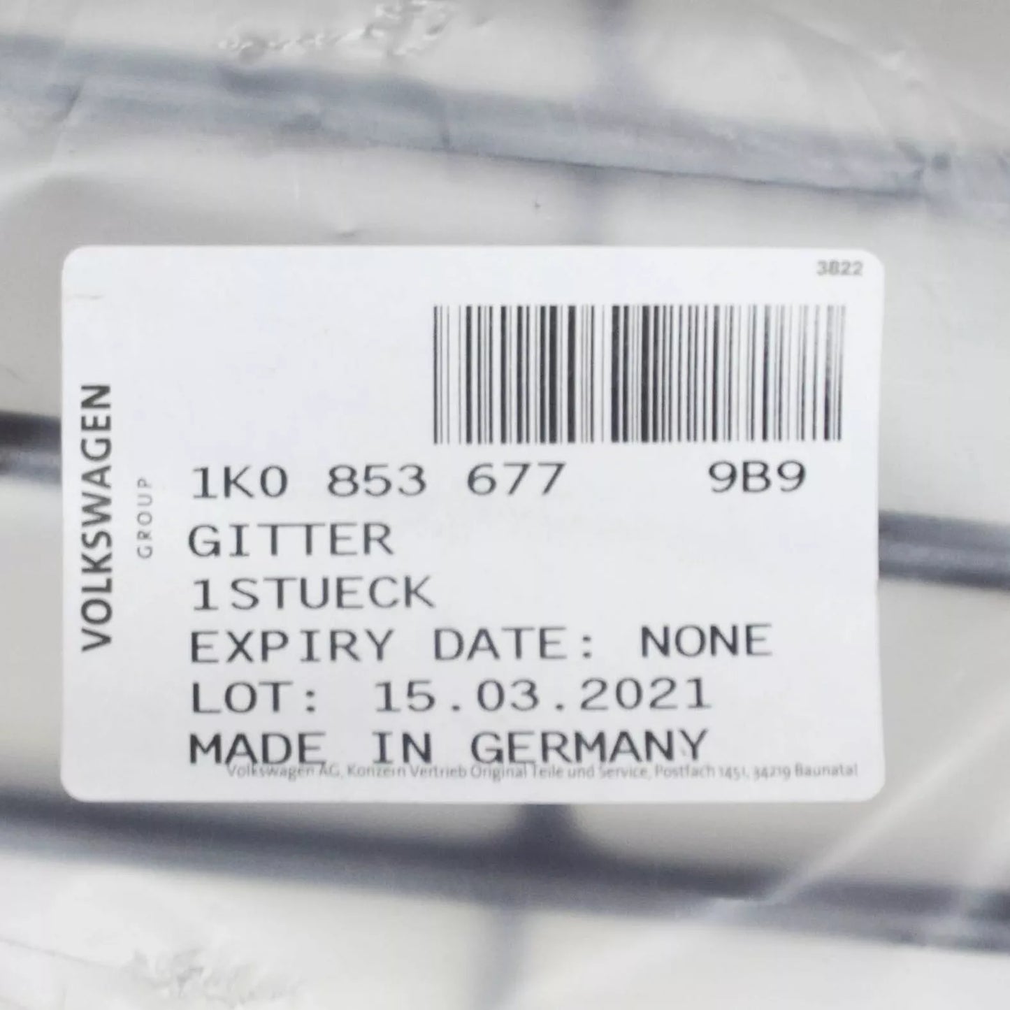 NEW VOLKSWAGEN GOLF MK5 FRONT BUMPER CENTER VENT GRILLE 1K08536779B9 ORIGINAL