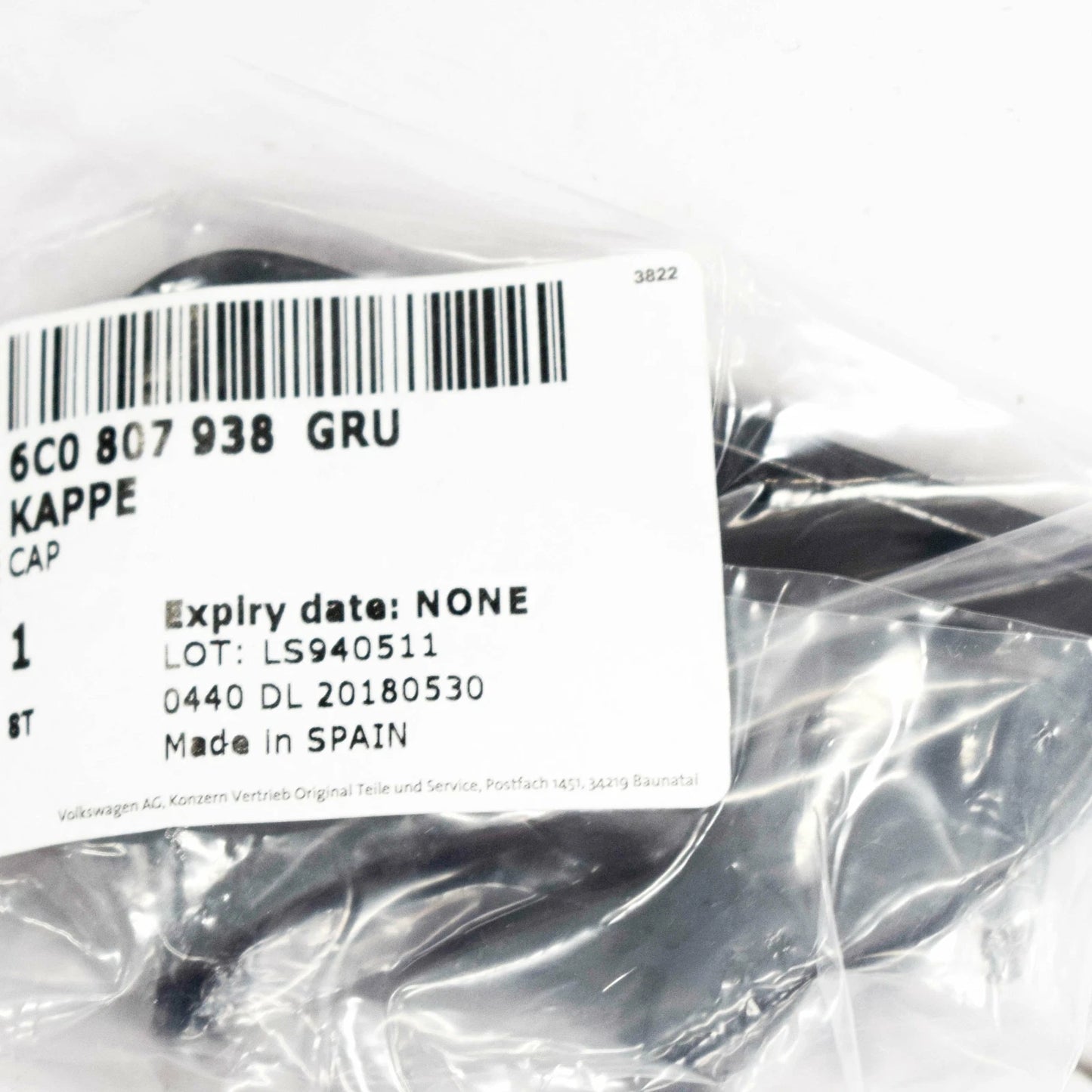 NEW VOLKSWAGEN POLO 6R RIGHT HEADLIGHT WASHER COVER CAP 6C0807938 GRU ORIGINAL