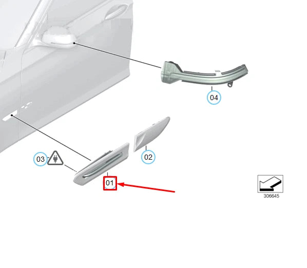 NEW BMW 7 F01 LEFT SIDE TURN SIGNAL LED MARKER LIGHT 63137203371 ORIGINAL