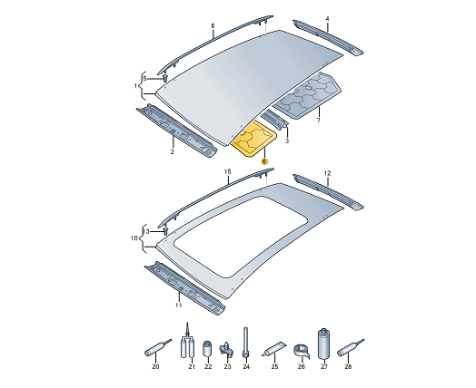new volkswagen tiguan ad1 roof front sound insulation 5na817157 original