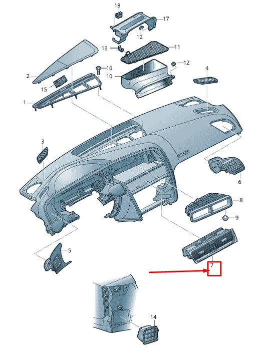 NEW AUDI Q5 8R CENTRE DASHBOARD AIR INTAKE GRILLE RHD 8R2820951GWVF ORIGINAL