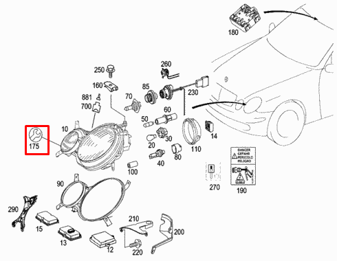NEW MB S W221 HEADLIGHT RIGHT REPAIR MOUNTING KIT A2118205214 ORIGINAL