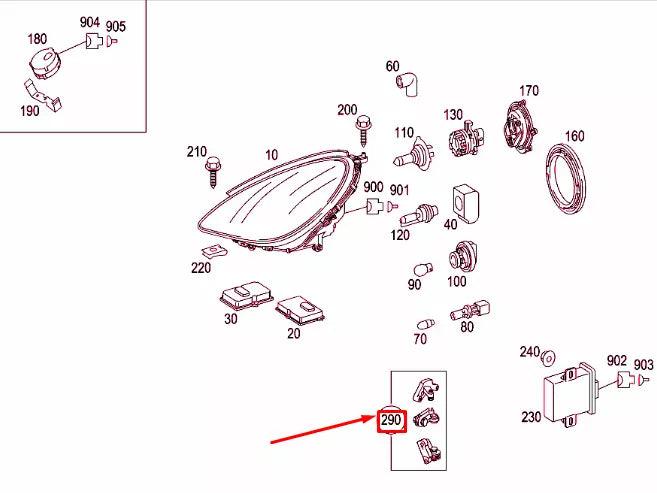NEW MERCEDES-BENZ SLK R171 LEFT HEADLAMP BRACKET REPAIR KIT A1718200514 ORIGINAL