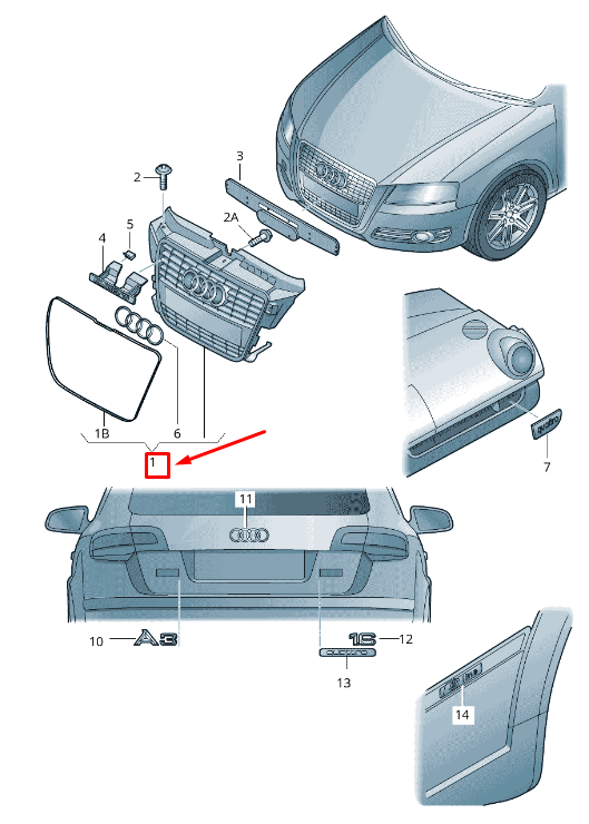 new audi a3 sportback 8p radiator grille 8p0853651s1rr 8p0853651s 1rr original