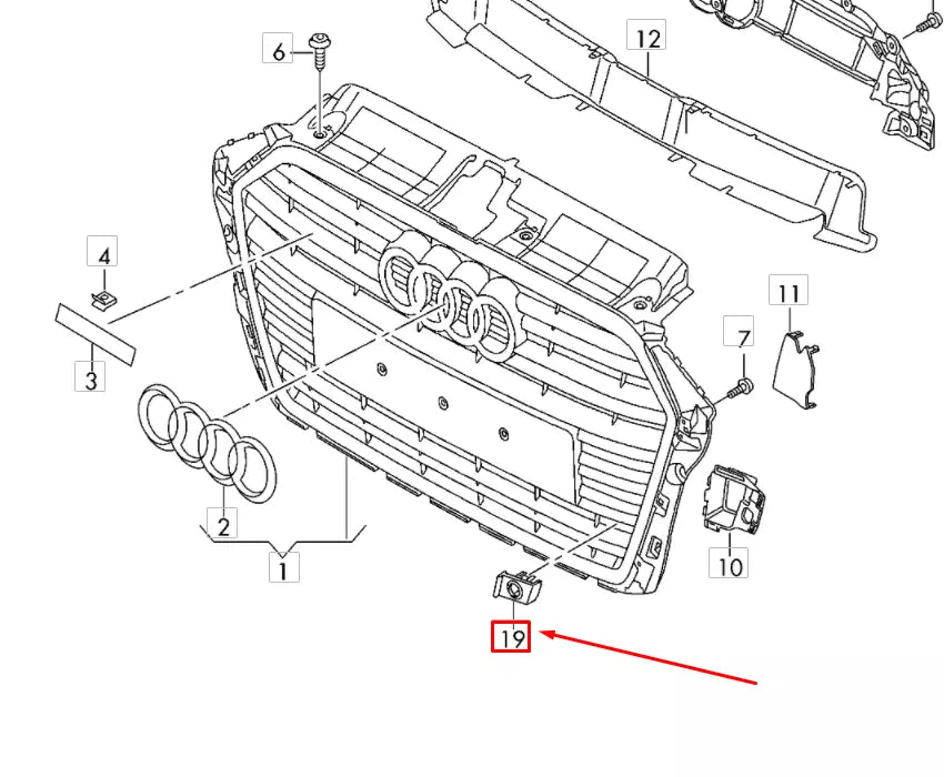 NEW AUDI A3 8V RADIATOR GRILLE RIGHT PARK SENSOR SUPPORT 8V3919268FRU6
