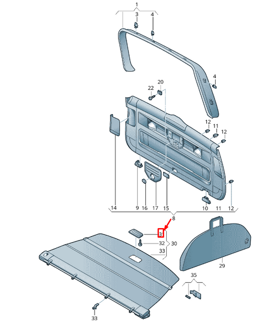 NEW VW TOUAREG 7P MK2 LUGGAGE COVER BLIND GRIP MOLDING 1T08677993G4 ORIGINAL