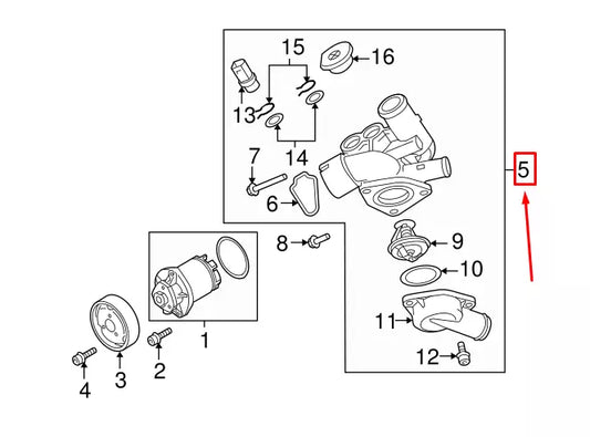 NEW VW TRANSPORTER V T5 FLATBED 7J ENGINE COOLANT THERMOSTAT 022121111H ORIGINAL