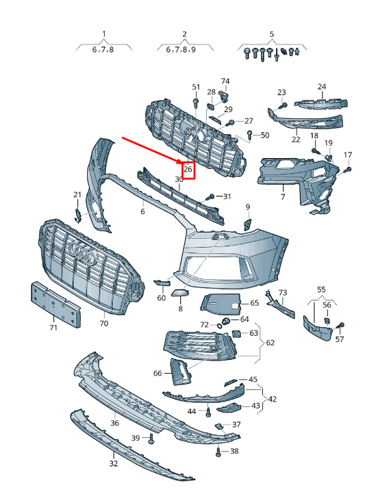 new audi q7 4m radiator grille closing element 4m0807233e original