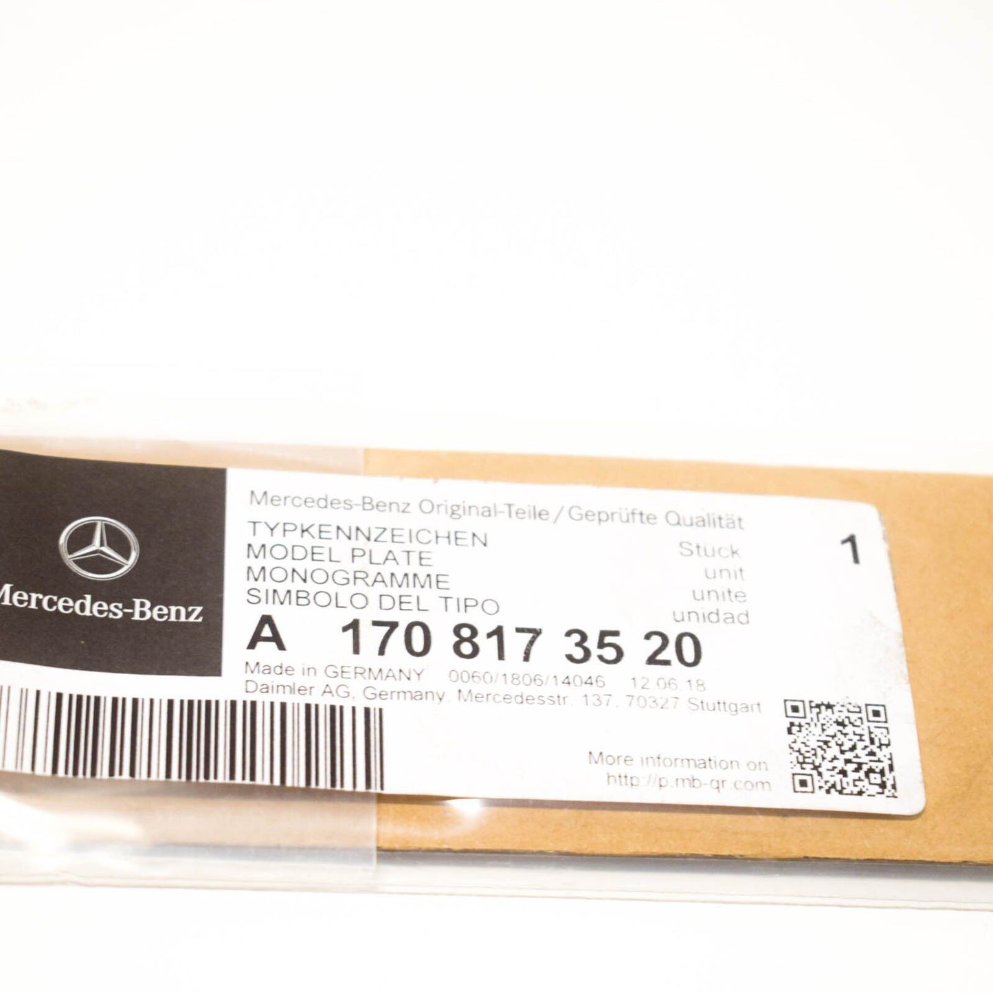 NEW MERCEDES-BENZ SLK R170 FRONT FENDER BADGE A1708173520 ORIGINAL