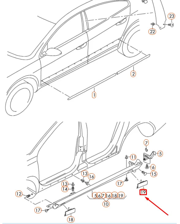 NEW VOLKSWAGEN CC REAR LEFT JACK POINT COVER 3C8853435GRU ORIGINAL