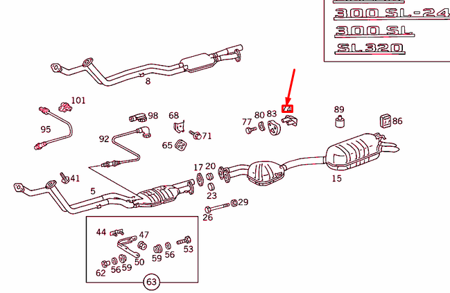 NEW MERCEDES-BENZ SL R129 CENTRAL MUFFLER SUSPENSION HOLDER A1294922341 ORIGINAL